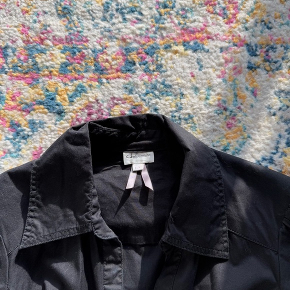 y2k Black office siren core button down knee lenght mini dress - Picture 6 of 6